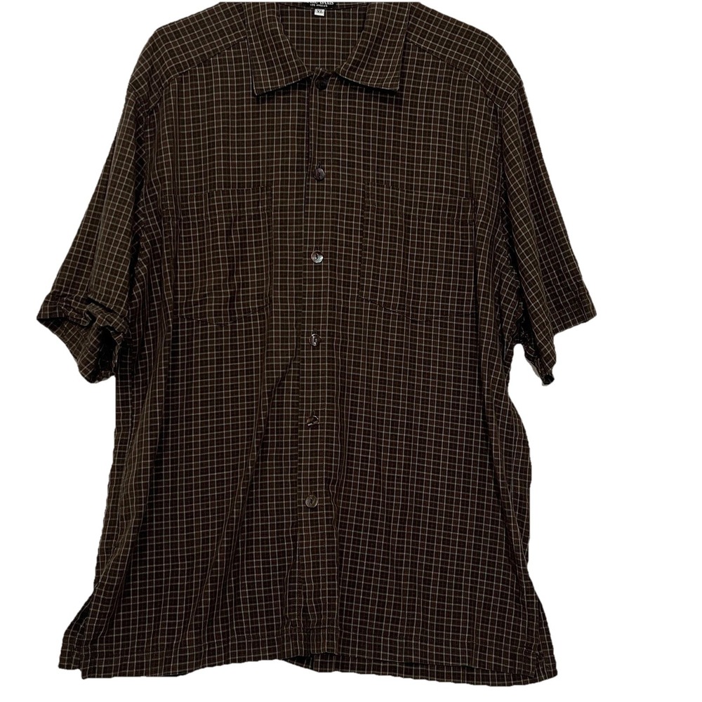 Marc Baxis Los Angeles Vintage Micro Plaid Button Short Sleeve Shirt Men Size XL